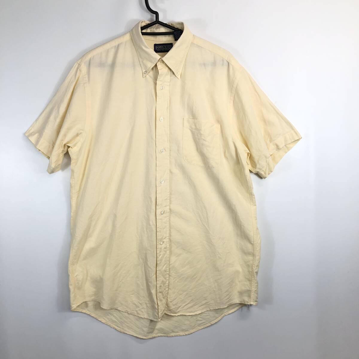 90s USA製 LANDS’END ランズエンド 半袖ボタンダウンシャツ 15 1/2サイズ拍卖