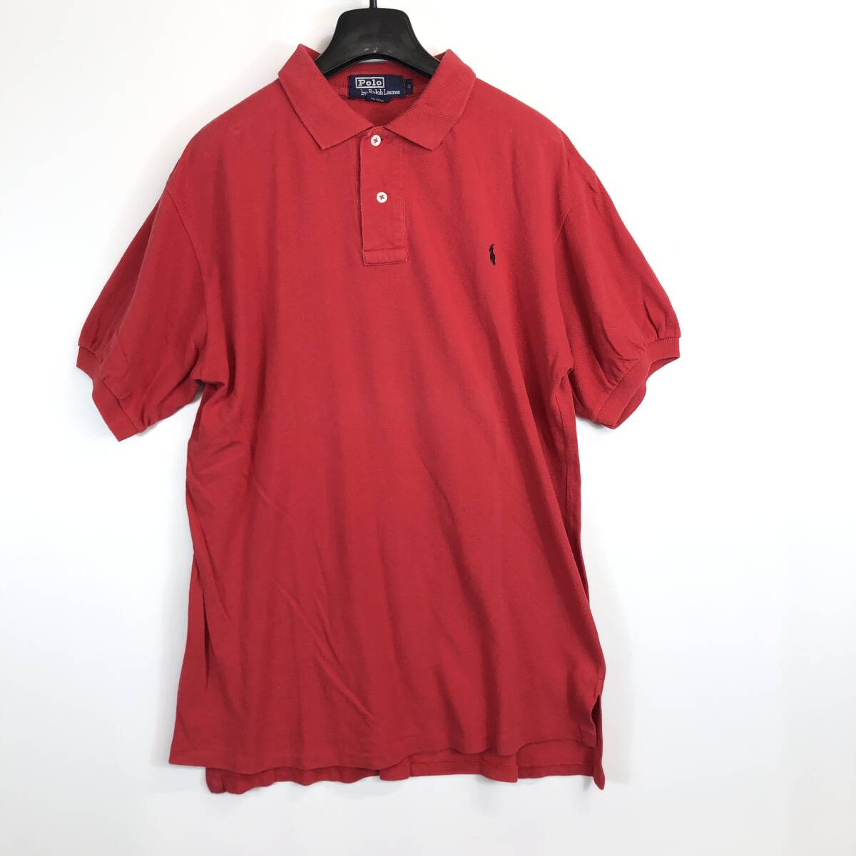 90s USA製 Ralph Lauren ラルフローレン 半袖ポロシャツ 鹿の子 レッド Sサイズ拍卖