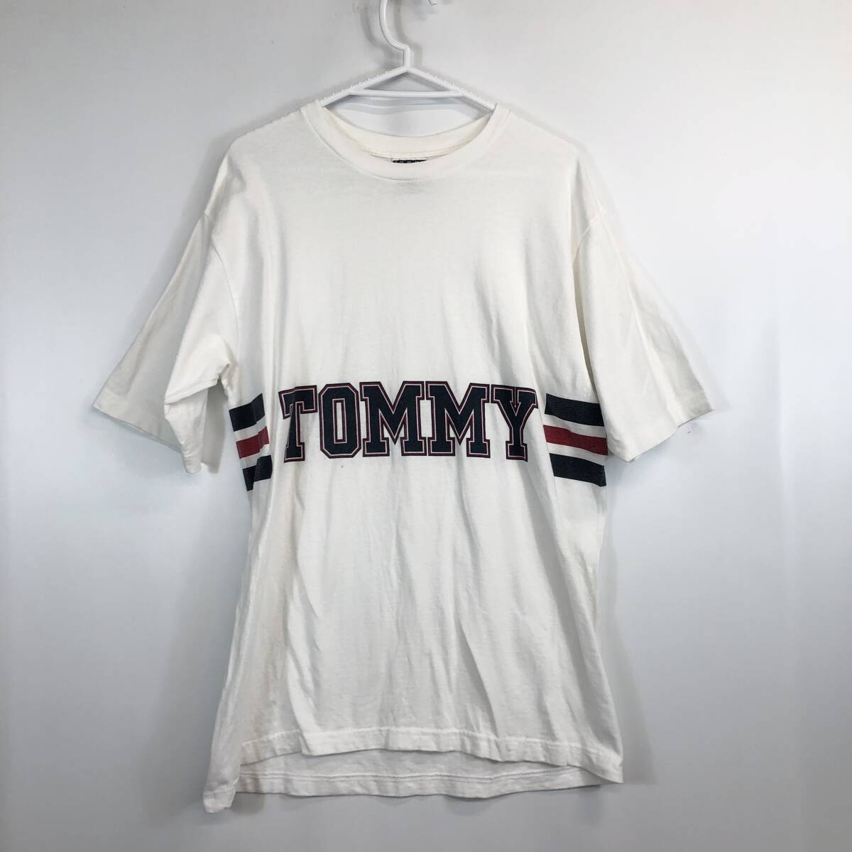 90s 00s USA製 トミーヒルフィガー TOMMY HILFIGER 半袖Tシャツ Sサイズ 両面ロゴ拍卖