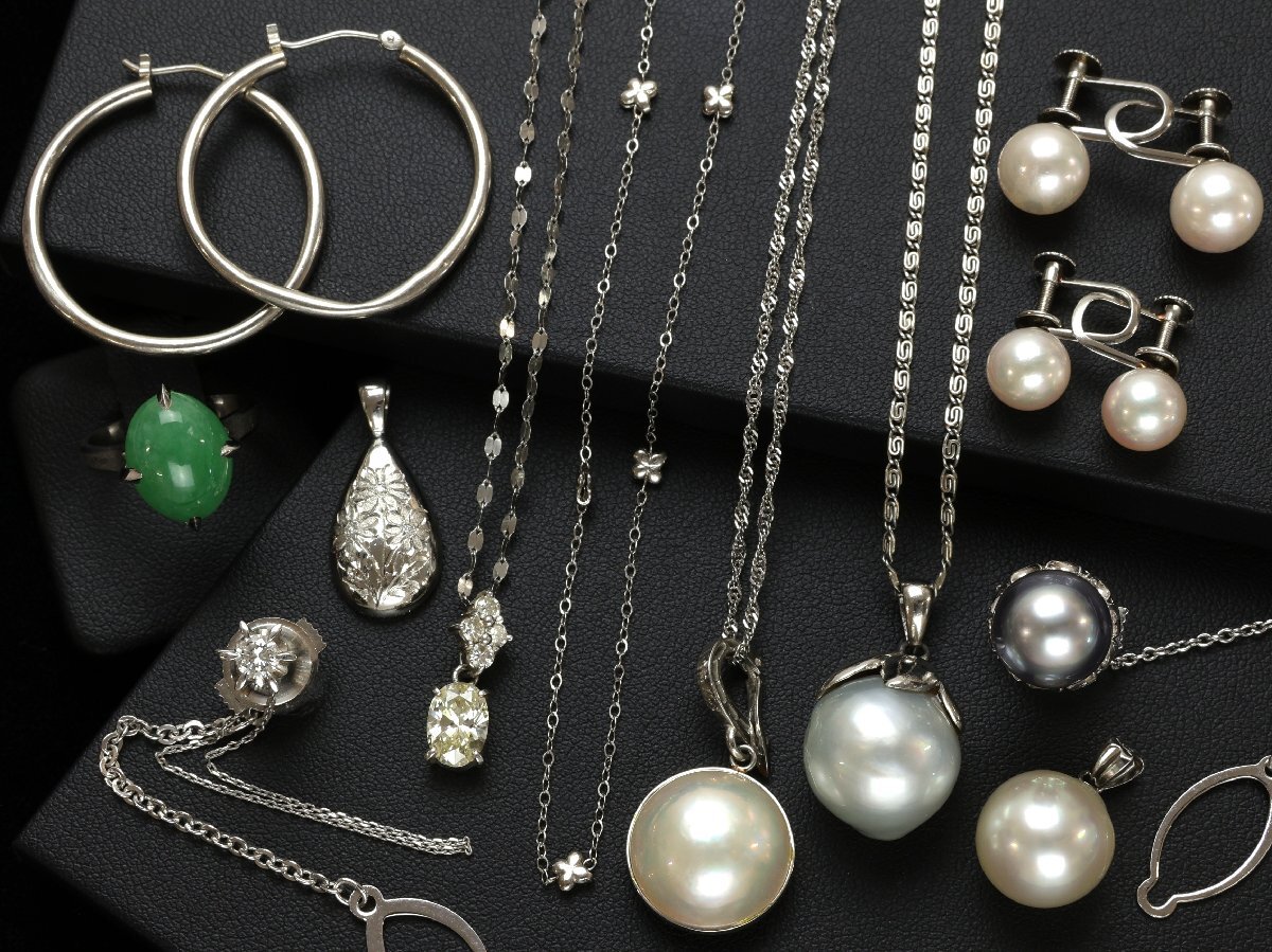 おたからや◆Pt1000,Pt900,Pt850相当ジュエリー 12点《約54.7g 1点ホルダー含》ダイヤモンドネックレス,石付リング等【B-YA01958】拍卖