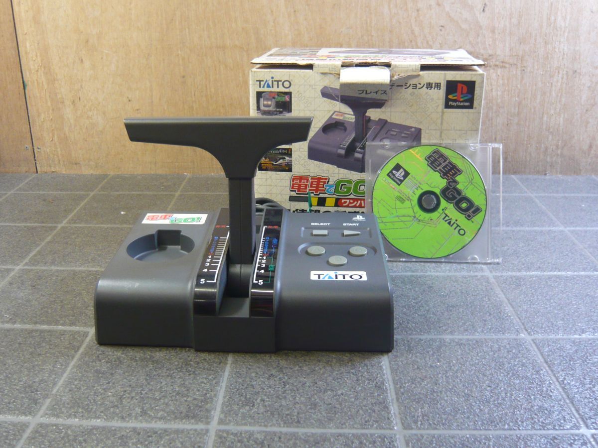 GG618 TAITO タイトー プレイステーション用 電車でGO!コントローラ ワンハンドルタイプ TCPP-20001 ソフト付 PS1 プレステ 動作OK/80拍卖