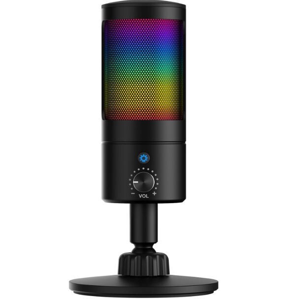 【送料無料】Faunow コンデンサーマイク PC用マイク RGBライト ワンタッチミュート プラグ&プレイ 音量調節 ヘッドホン接続可拍卖