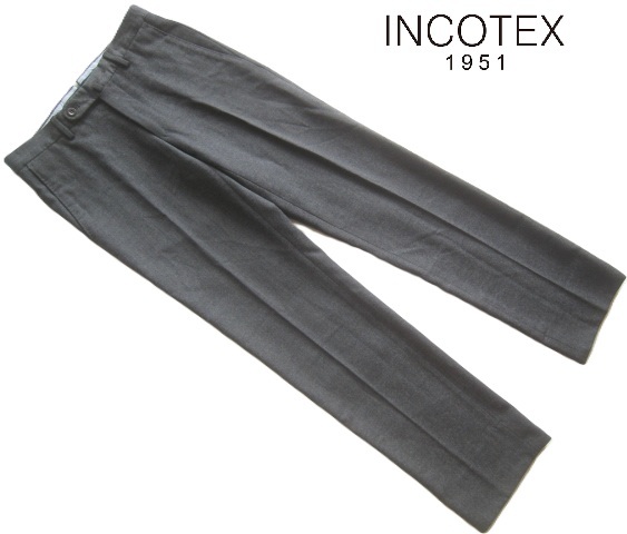 極上ポルトガル製!!インコテックス INCOTEX*美シルエット 5ポケット ウールスラックス・パンツ 42 XS グレー スローウェアジャパン拍卖