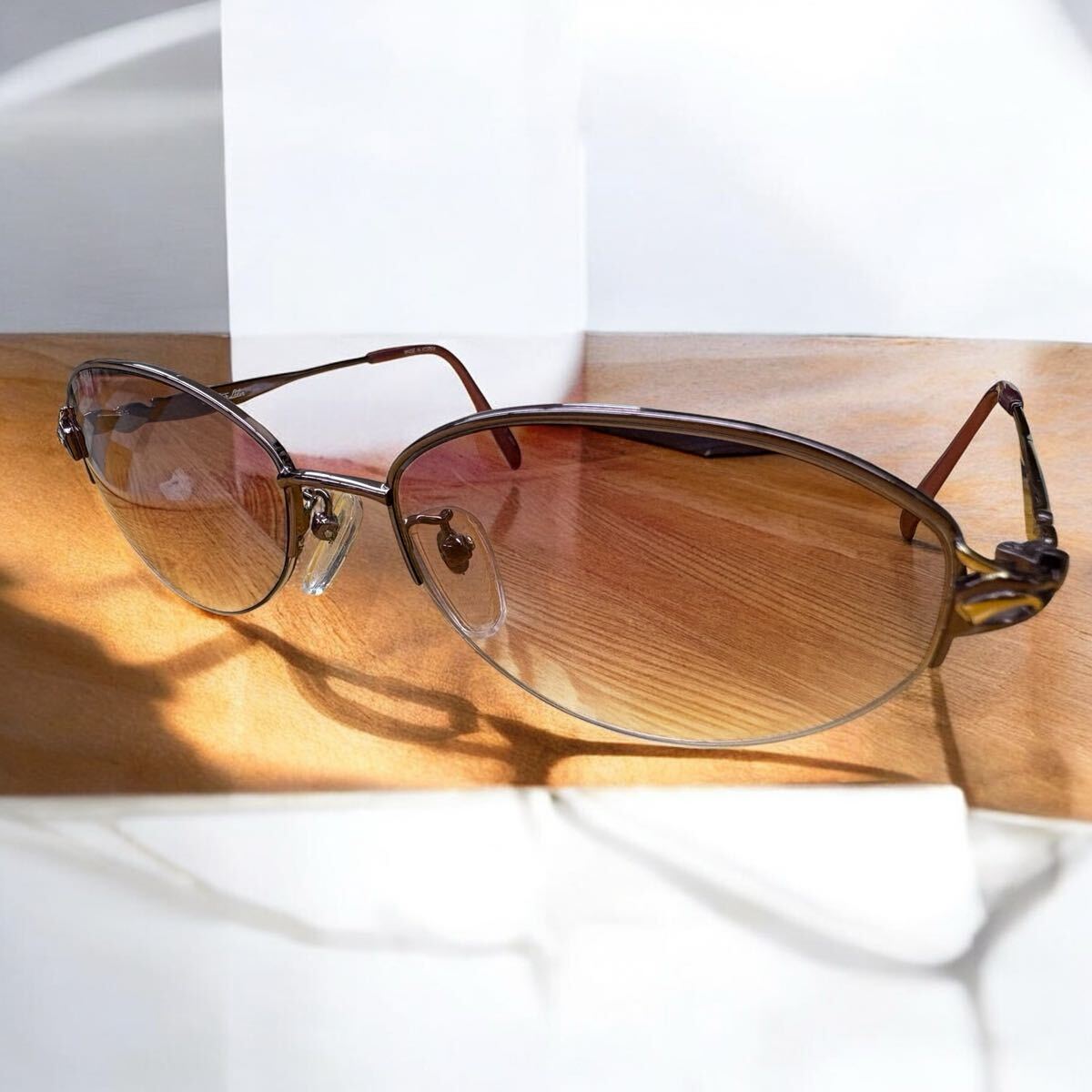 ♪a Quartier lalin 眼鏡 ゴールド&パープル 度なし 眼鏡屋 ケースあり拍卖