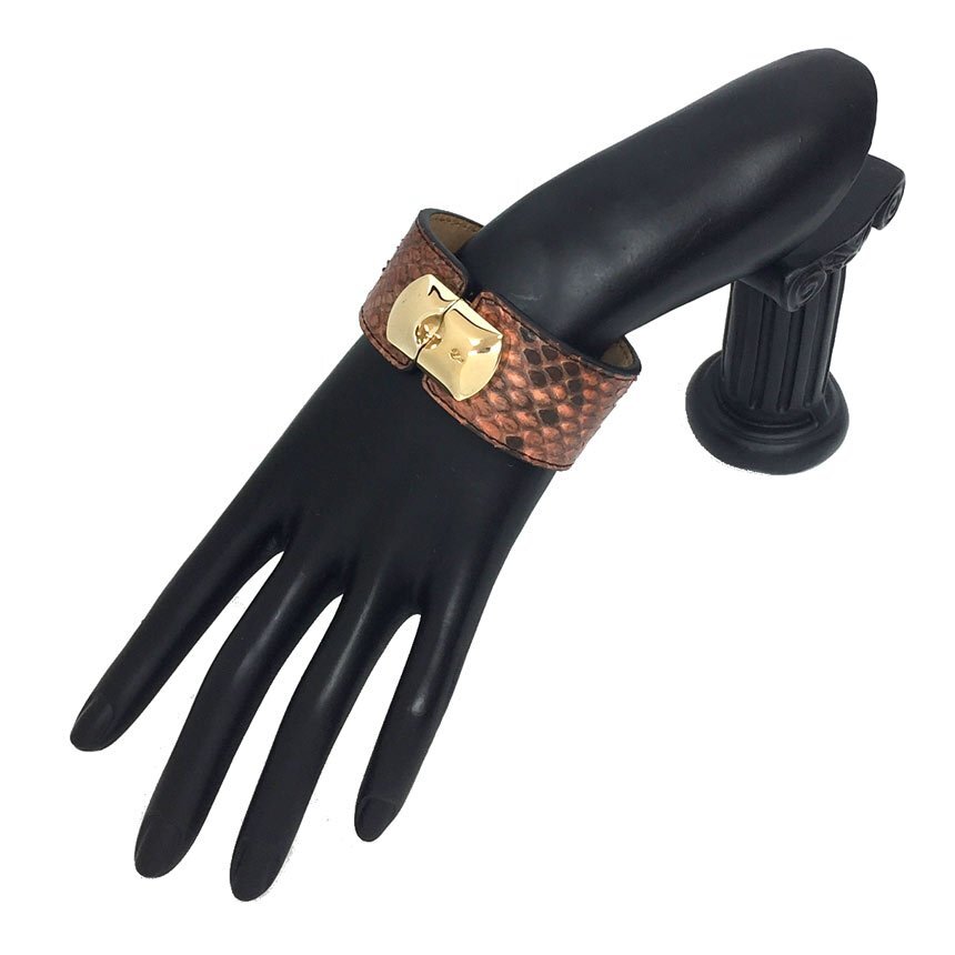 セール バレンシアガ BALENCIAGA パイソン ブレスレット 348901 バングル Mサイズ ブラウン メンズ レディース アクセサリー aq5236拍卖