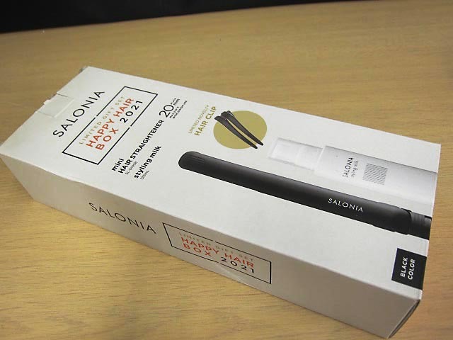 【美品】 SALONIA サロニア HAPPY BOX ストレートヘアアイロン ヘアクリップ付 SL-010SB拍卖
