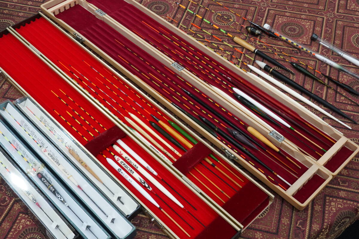 Crucian/クルージャン 秀峰 etc ヘラ浮き 34本セット ヘラブナ 川釣り★現状品 釣り道具拍卖