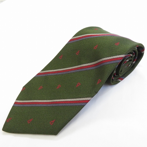 #ae グッチ GUCCI ネクタイ 緑系 グレー 赤 青 レジメンタル 総柄 シルク イタリア製 ヴィンテージ メンズ 938592 k01拍卖