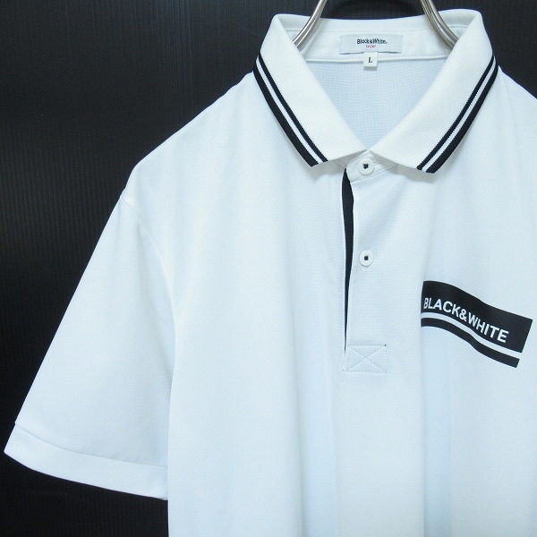 ブラック&ホワイト Black&White ロゴ ポロシャツ カットソー ゴルフウェア x908910ss拍卖