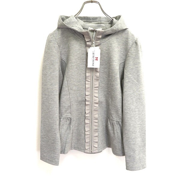 #a ギャラリービスコンティ GALLERY VISCONTI 長袖 パーカー 2 グレー フリル フーディー 花チャーム タグ付き 美品 878562 k01拍卖