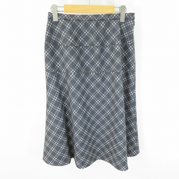 #w レリアン Leilian スカート 13 グレー 白 チェック柄 大きいサイズ ウール 日本製 952771 k01拍卖