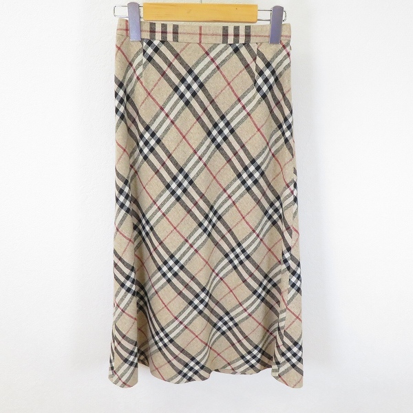 #a バーバリー BURBERRY スカート ロング 7 ベージュ 黒 白 赤 ノバチェック シルク混 麻混 953683 k01拍卖
