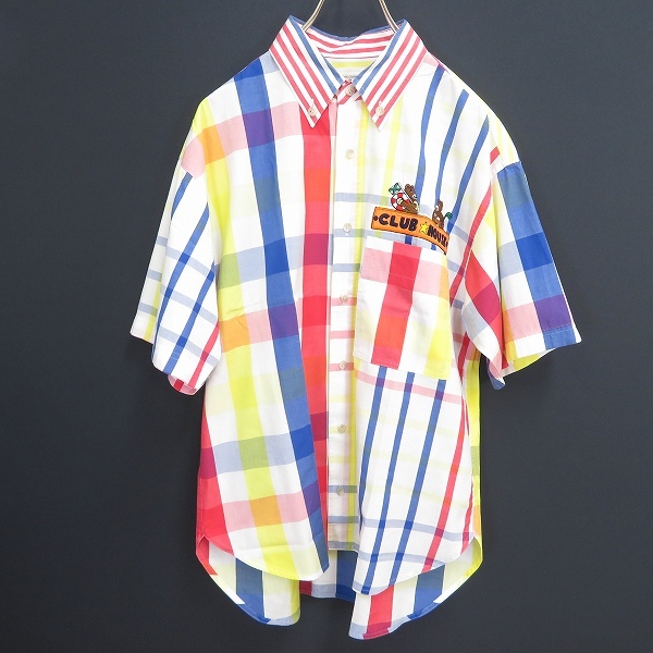 #s カステルバジャック スポーツ Castelbajac sport 半袖 シャツ 2 マルチ チェック ボタンダウン ゴルフ クマ 刺繍 綿 日本製 959549 k01拍卖