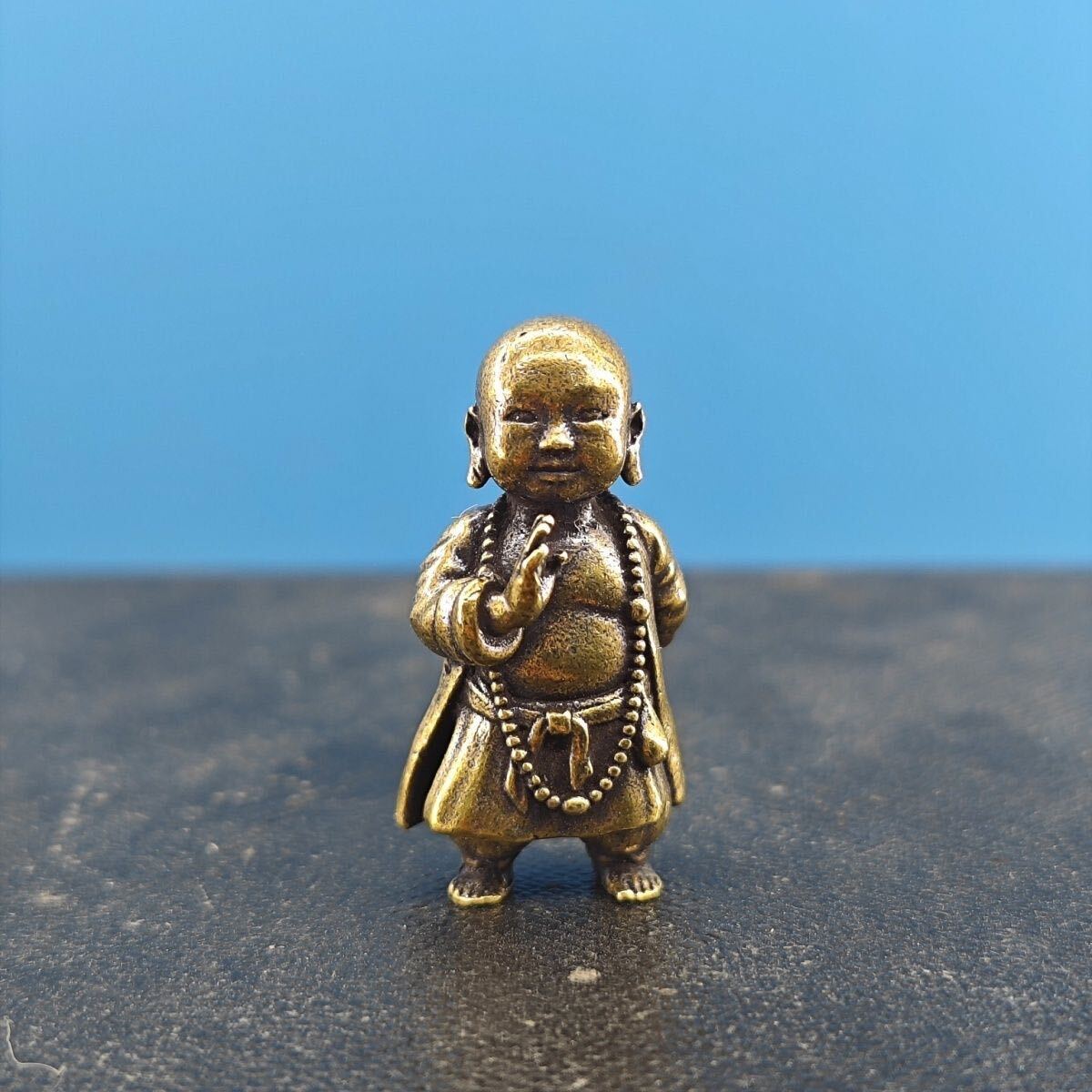 ミニチュア 小僧 小坊主 金属工芸 置物 盆栽添配 ヴィンテージ 小型 飾り物拍卖