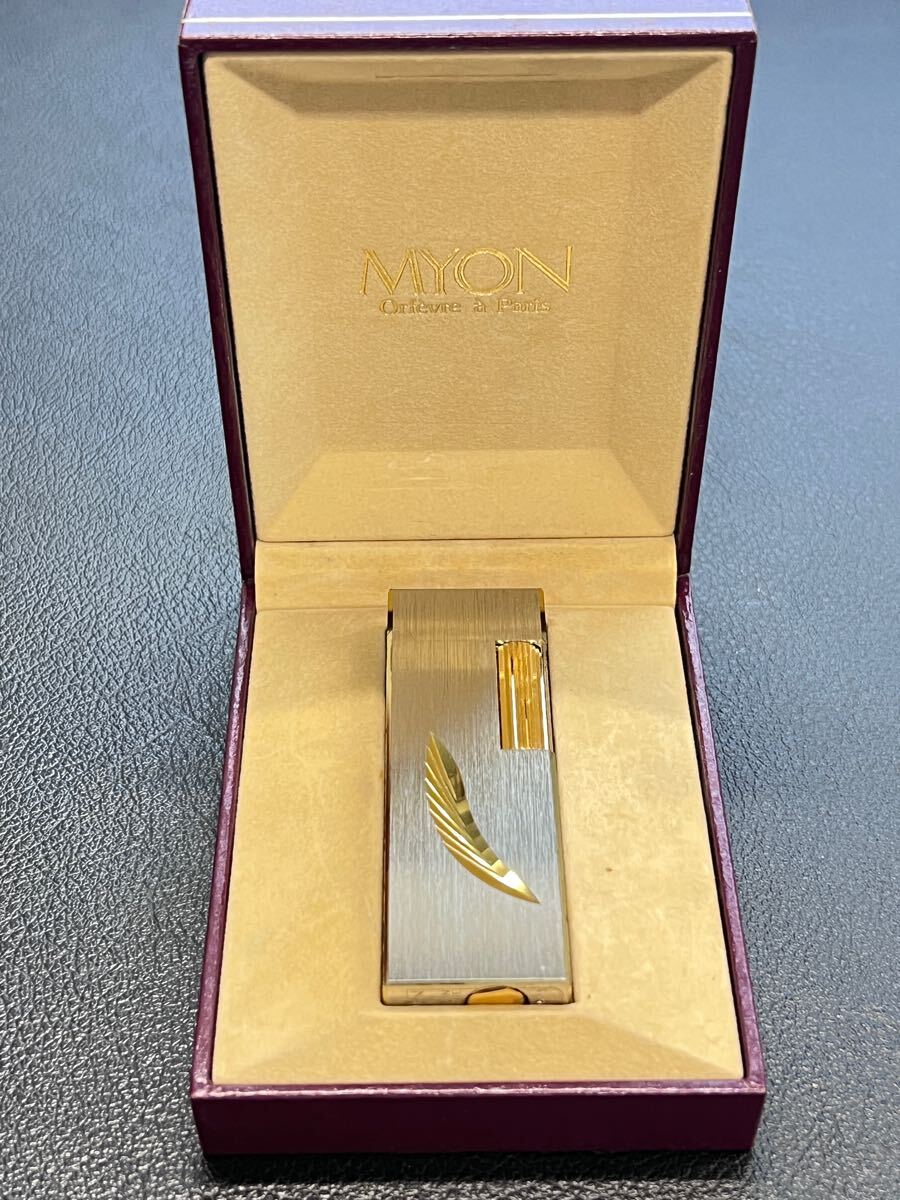 MYON ミヨン ガスライター シルバーコンビ 箱付き 拍卖