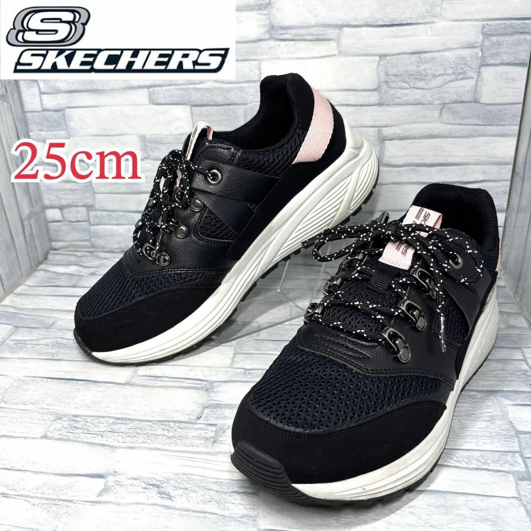 ★極美品★Skechers Bobs Sparrow スケッチャーズ スニーカー ブラック×ピンク 25cm拍卖