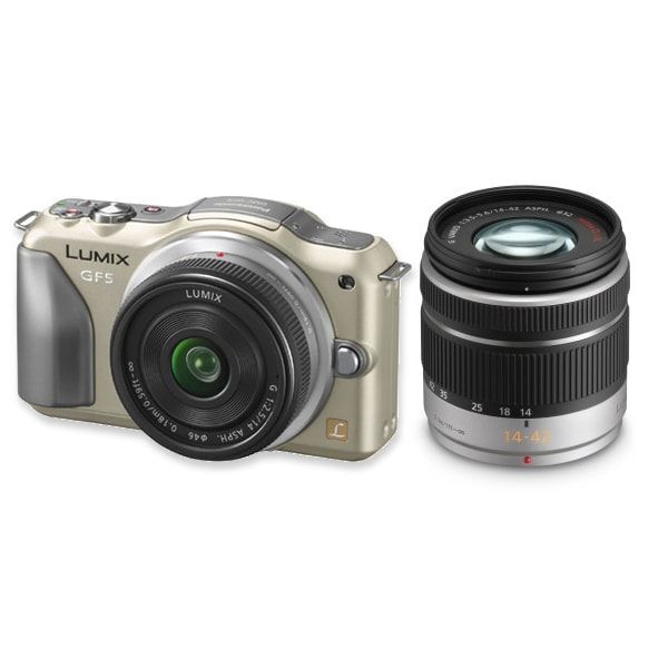 中古 1年保証 美品 Panasonic LUMIX DMC-GF5 ダブルレンズキット シャンパンゴールド拍卖