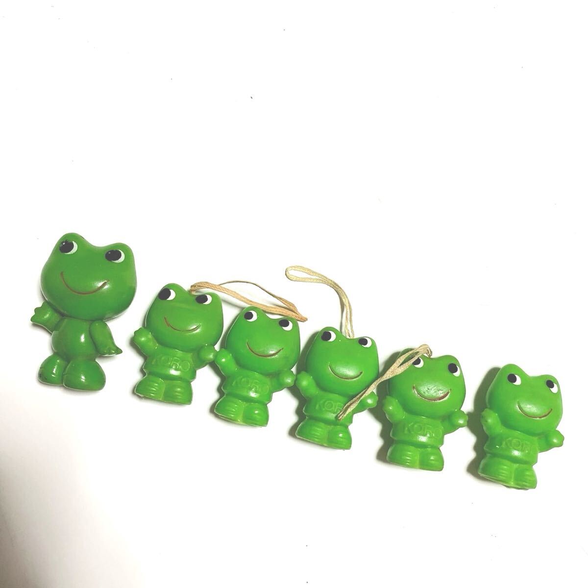 コーワ かえる マスコットセット ソフビ人形 蛙 緑 カエル ケロちゃん 昭和レトロ コロちゃん 指人形 当時物拍卖