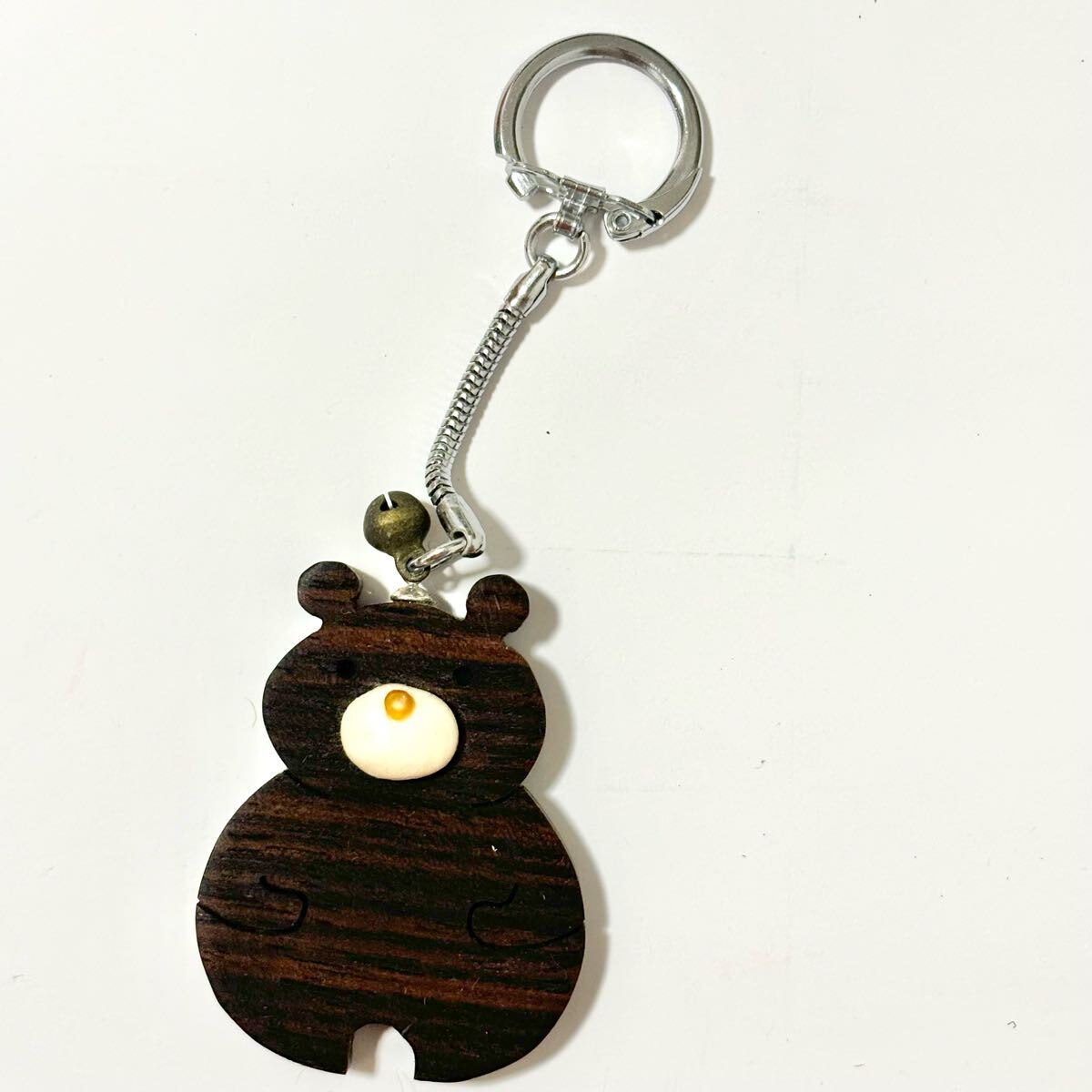 くまさん ブラウン 木製キーホルダー 茶色 木目 ファンシー レトロ 熊拍卖