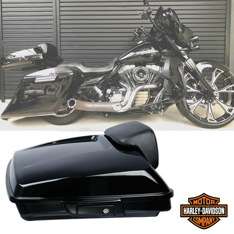 【黒ラッチ装着モデル ハーレー レーザー ツアーパック】バックレスト&底板 セット ツーリング レイザー 黒 FLHX FLHTC FLTR FLHR拍卖