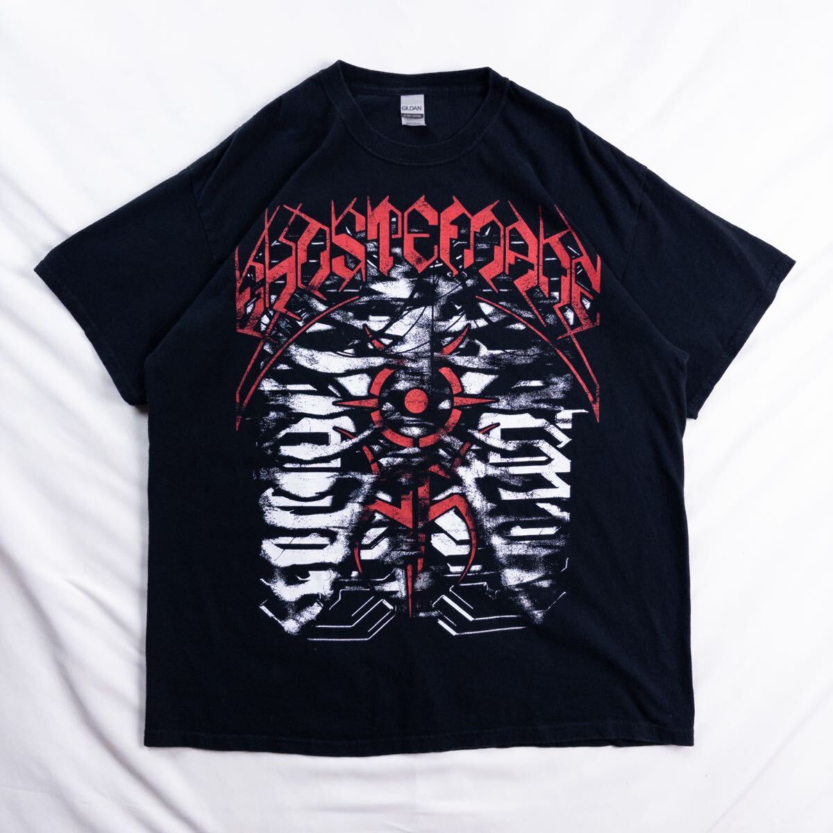 US Vintage GILDAN コットン プリント GHOSTEMANE ゴーストメイン グラフィティ メタル ヒップホップ 骸骨 肋骨 ロゴ Y2K ブラック Tシャツ拍卖