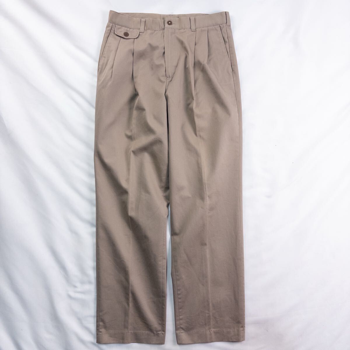 US Vintage Unknown コットン ツイル ツータック くすみカラー ブラウン コインポケット ストレート チノ デザインスラックス トラウザーズ拍卖