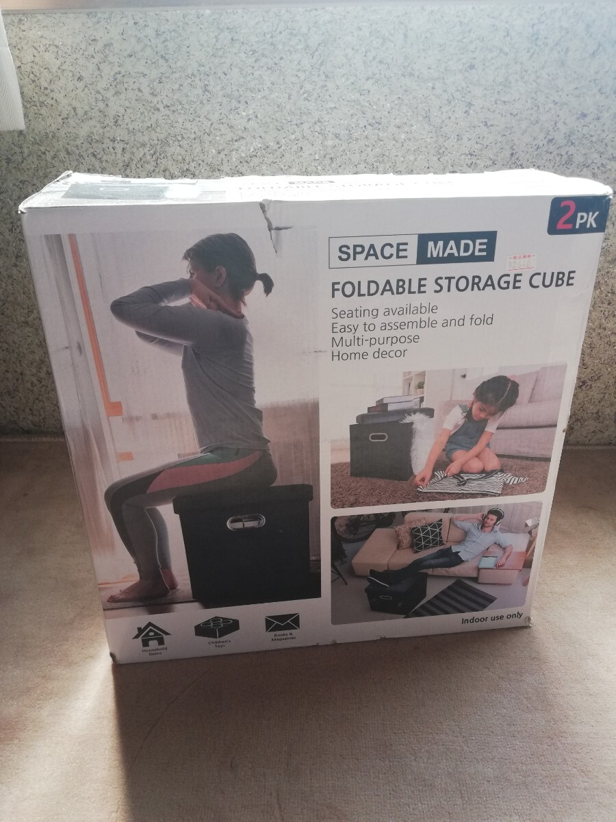 新品【38cm】収納 折りたたみチェア オットマン 椅子 2セット!拍卖