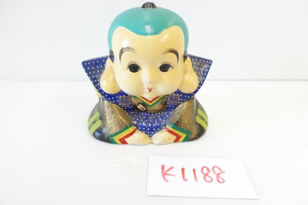 【k1188】福助 貯金箱 昭和レトロ 陶器製 置物 アンティーク 縁起物 商売繁盛 現状品拍卖
