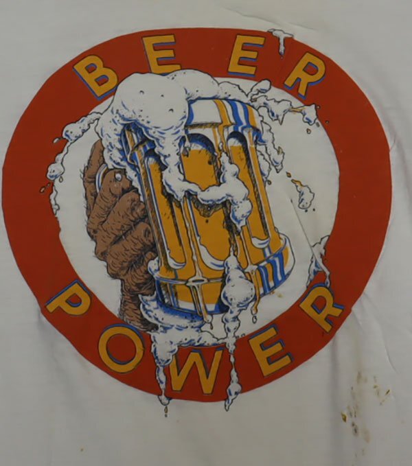 ST42ロゴTシャツUNKNOWNアメリカ古着アメリカ製ビールTシャツ80’S90’SビンテージTシャツ薄クリーム系BEER POWERオールド&レトロスタイル拍卖