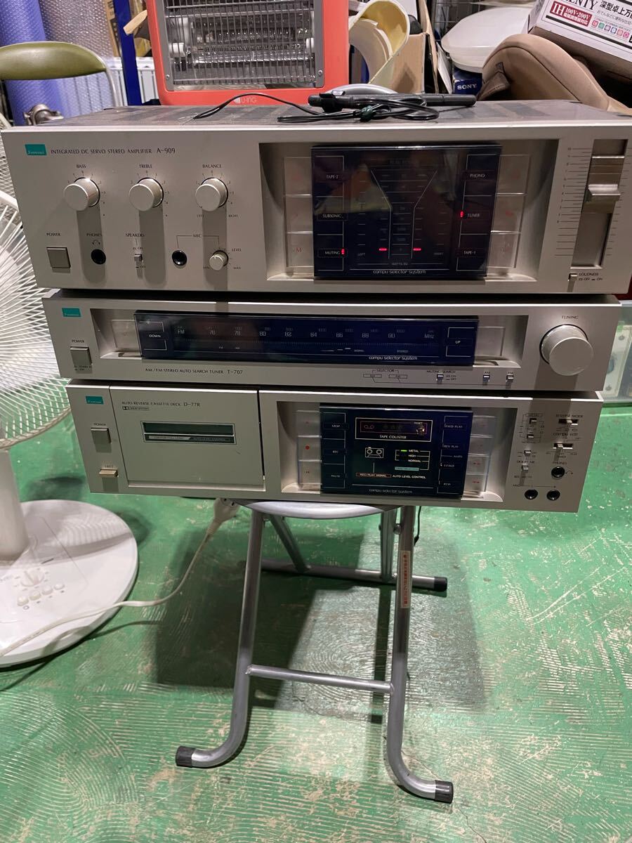 Sansui サンスイ オーディオセット プリメインアンプ A-909 ステレオカセットデッキ D-77R ステレオチューナー T-707 当時物 現状売り切り拍卖
