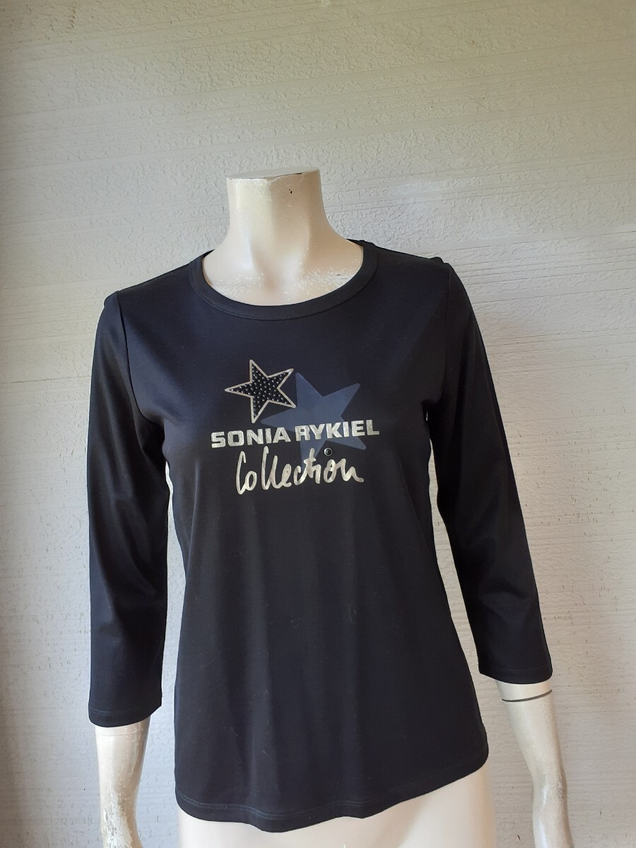 ソニアリキエル*SONIA RYKIEL★美品★カットソー★ラメプリント★黒★38号拍卖