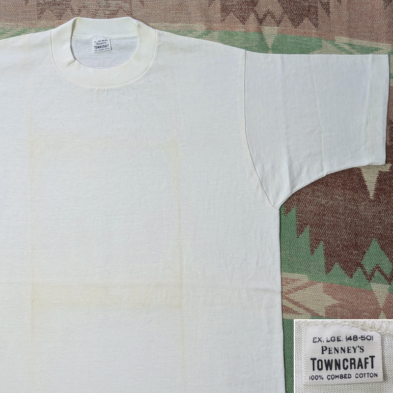 50s60s 【タウンクラフト】 50年代 白 無地 Tシャツ XL デッドストック 100%コットン TOWNCRAFT ペニーズ ビンテージ ヴィンテージ 60年代拍卖