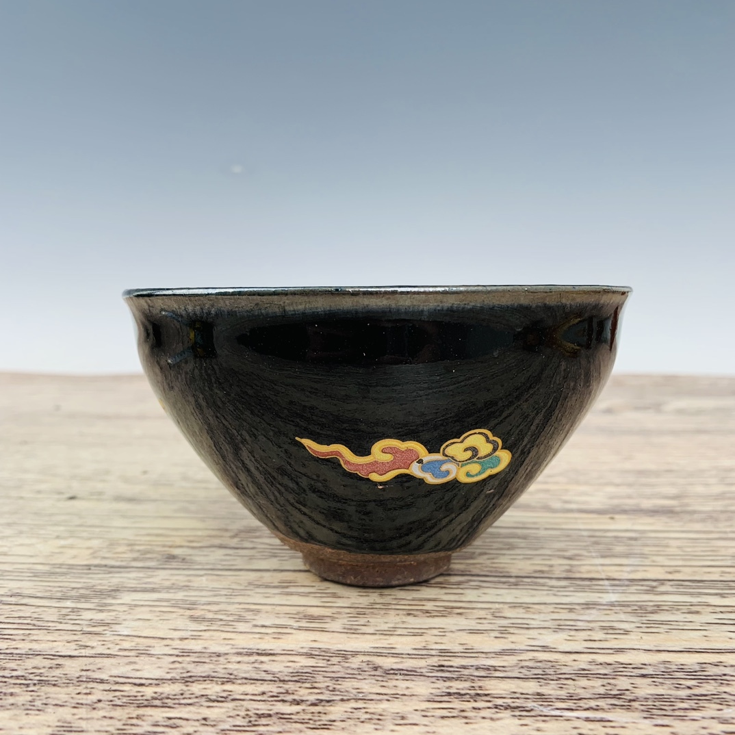 TM7#4572【3.1】中国骨董 人間国宝 磁器【建窯曜変竜紋球】工芸品 施釉陶 青花磁 陶芸 精美彫 置物 收藏品 拍卖