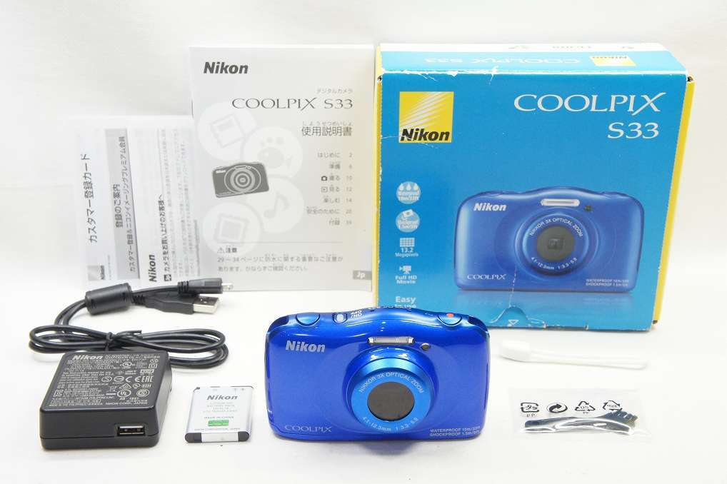【適格請求書発行】美品 Nikon ニコン COOLPIX S33 コンパクトデジタルカメラ ブルー 元箱付【アルプスカメラ】250707a拍卖