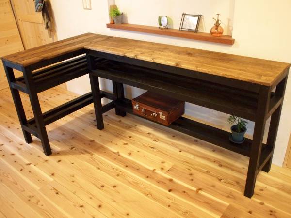 男前☆作業台☆勉強机☆ミシン台☆カウンター☆2点セット拍卖