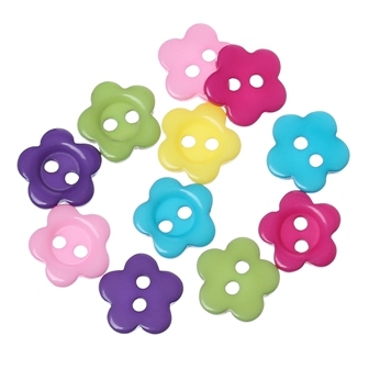 TT-ミニボタン30個入(フラワー)ポップボタンプラスチックボタン(カラフルミックスアソート)ファンシーボタン10mm拍卖