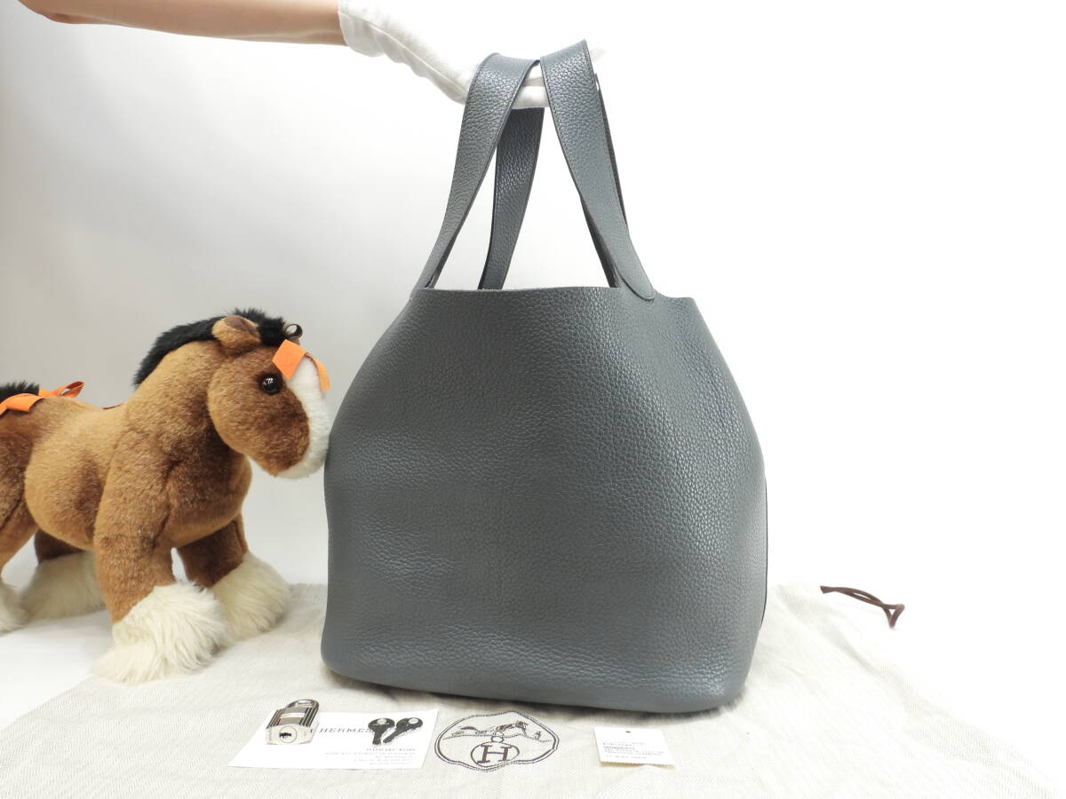 エルメス ピコタンロックGM トリヨンクレマンス ブルーオランジュ ハンドバッグ トートバッグ 美品@T 4拍卖