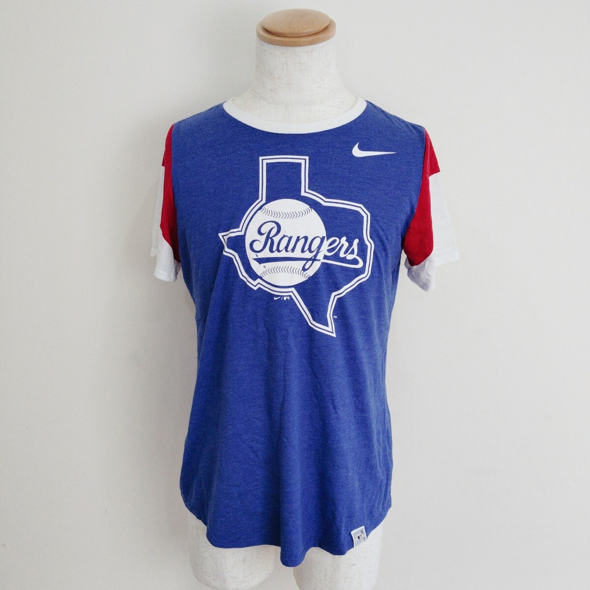 0702/M/NIKE メンズ 半袖 Tシャツ プリント テキサス・レンジャーズ 野球 ブルー拍卖