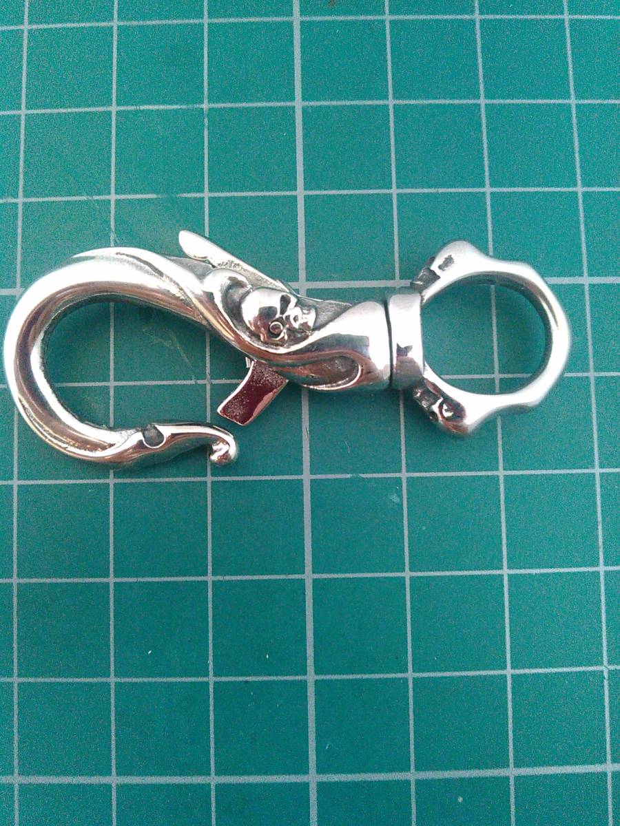 ドクロ ナスカン 55mm 検)ハメパチ カラビナ キーホルダー ウォレットチェーン スカル パンク メタル レザークラフト 拍卖