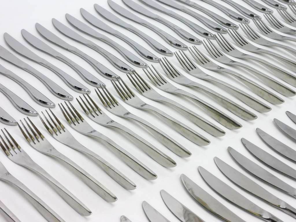 Y259Yちょる【カトラリー】ステンレス製 テーブルナイフ・フォーク 計100本 業務用 外食 カフェ 居酒屋 飲食 レストラン 洋食 コース料理 拍卖