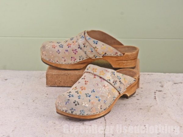 B627 ビンテージ サボ サンダル 花柄 白 レディース 37 23.5cm拍卖