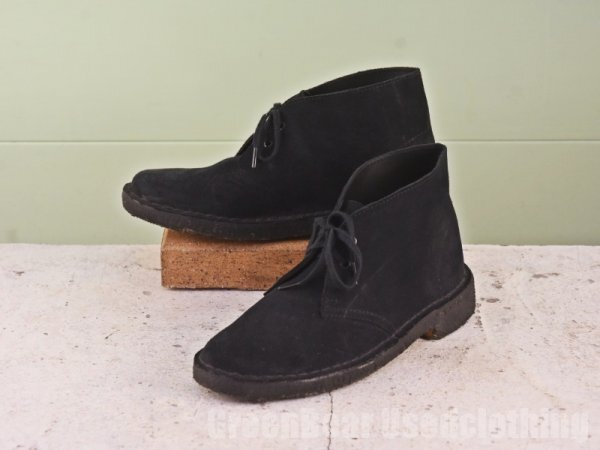 B679 レディース クラークス Clarks デザートブーツ スウェード 紺 US7 24cm拍卖