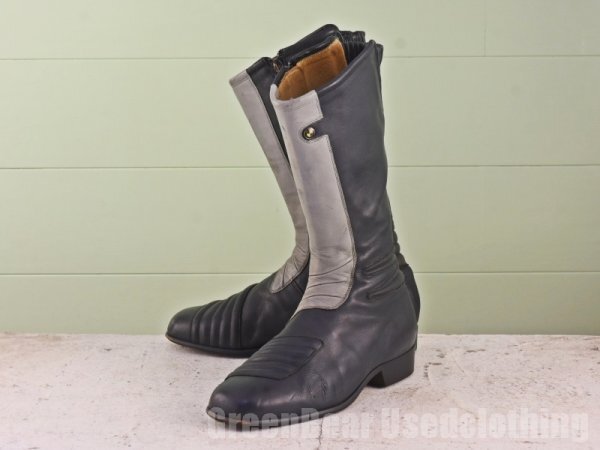 B727 イタリア製 BMW ビンテージ バイクブーツ 紺×グレー メンズ 44 27cm 拍卖