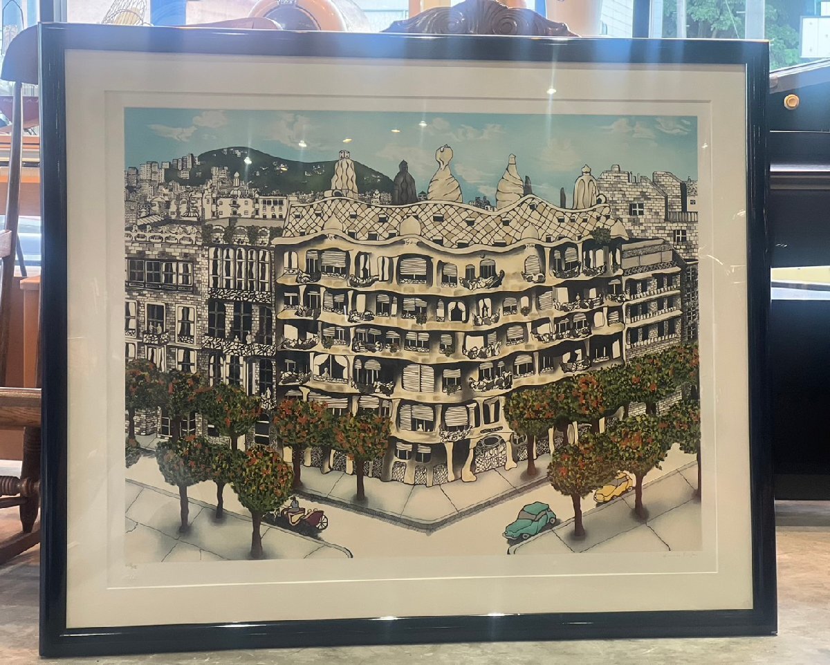 ★ 真作保証 大判額装 リネア パーゴラ 「カサミラ」 248/295 シルクスクリーン 直筆サイン 額縁付 額 縦約98 横約119cm Linnea Pergola拍卖