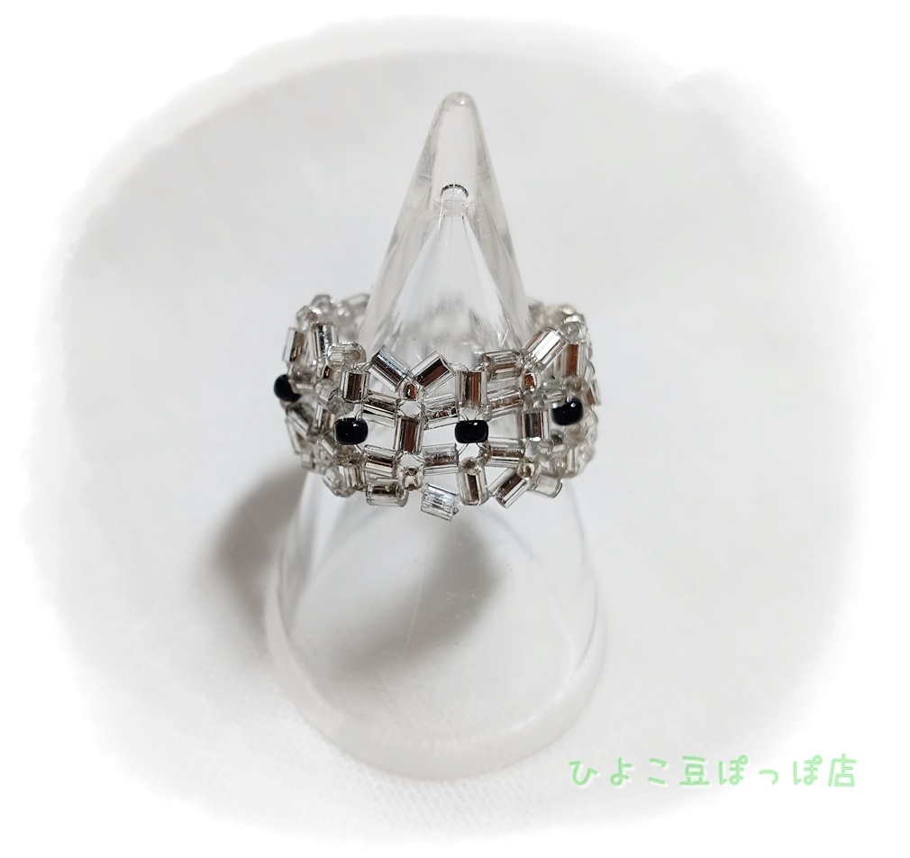 187:Nocturne 竹ビーズ編リング拍卖