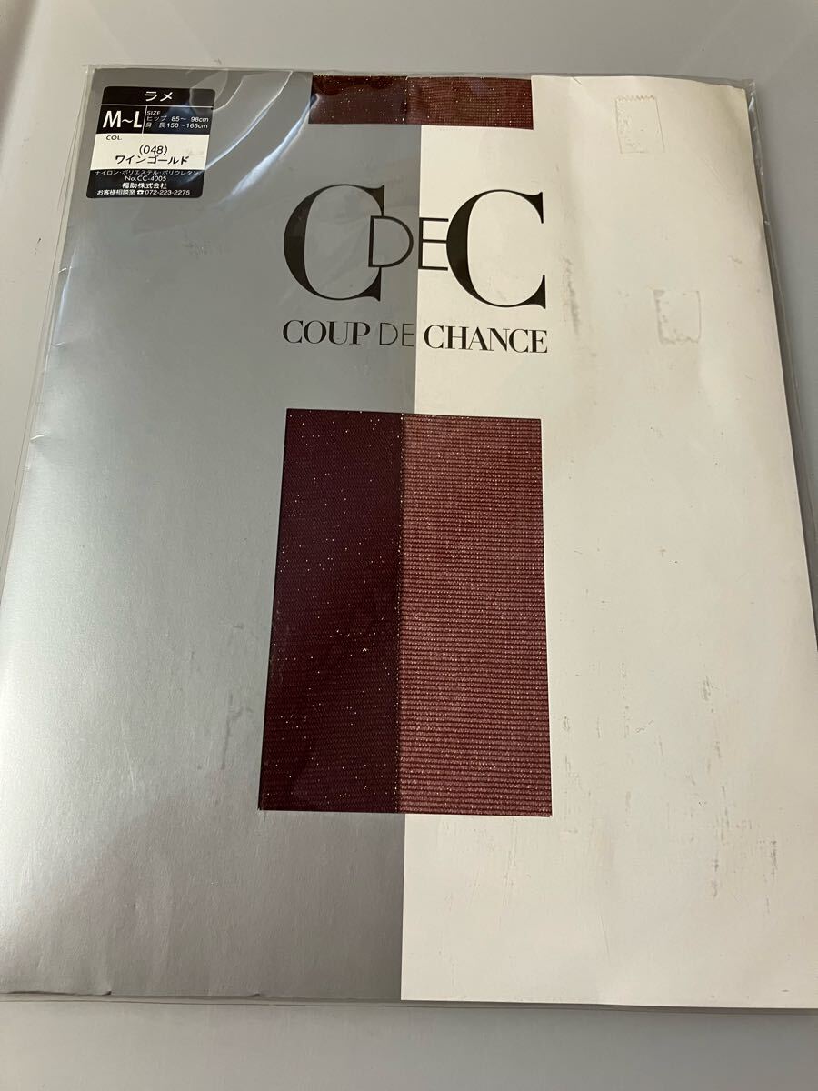 【送料無料】 c de c coup de chance ラメ M-L ワインゴールド パンティストッキング パンスト 福助 panty stocking 光沢 拍卖