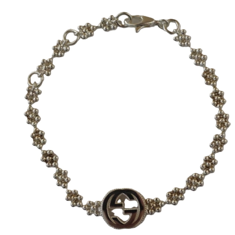 Th993185 グッチ ブレスレット インターロッキングG シルバー925 ボールチェーン レディース GUCCI 中古拍卖