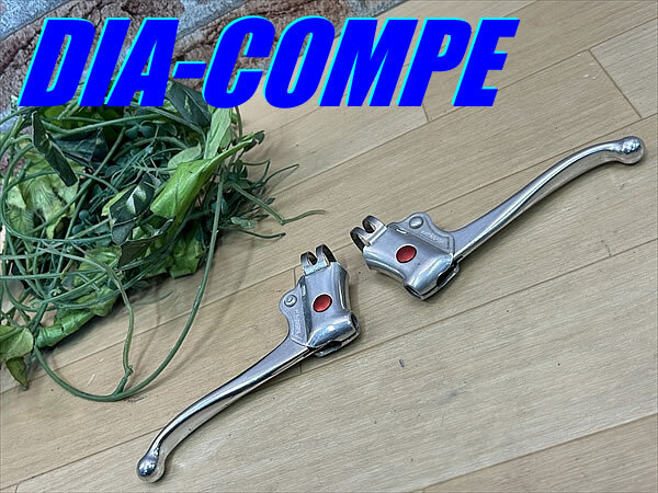 ☆ 良品!! ビンテージ DIA-COMPE FB BRAKE LEVER ダイアコンペ ヨシガイ フラットバー用ブレーキレバー 吉貝 赤玉 日の丸 レッド R-91拍卖