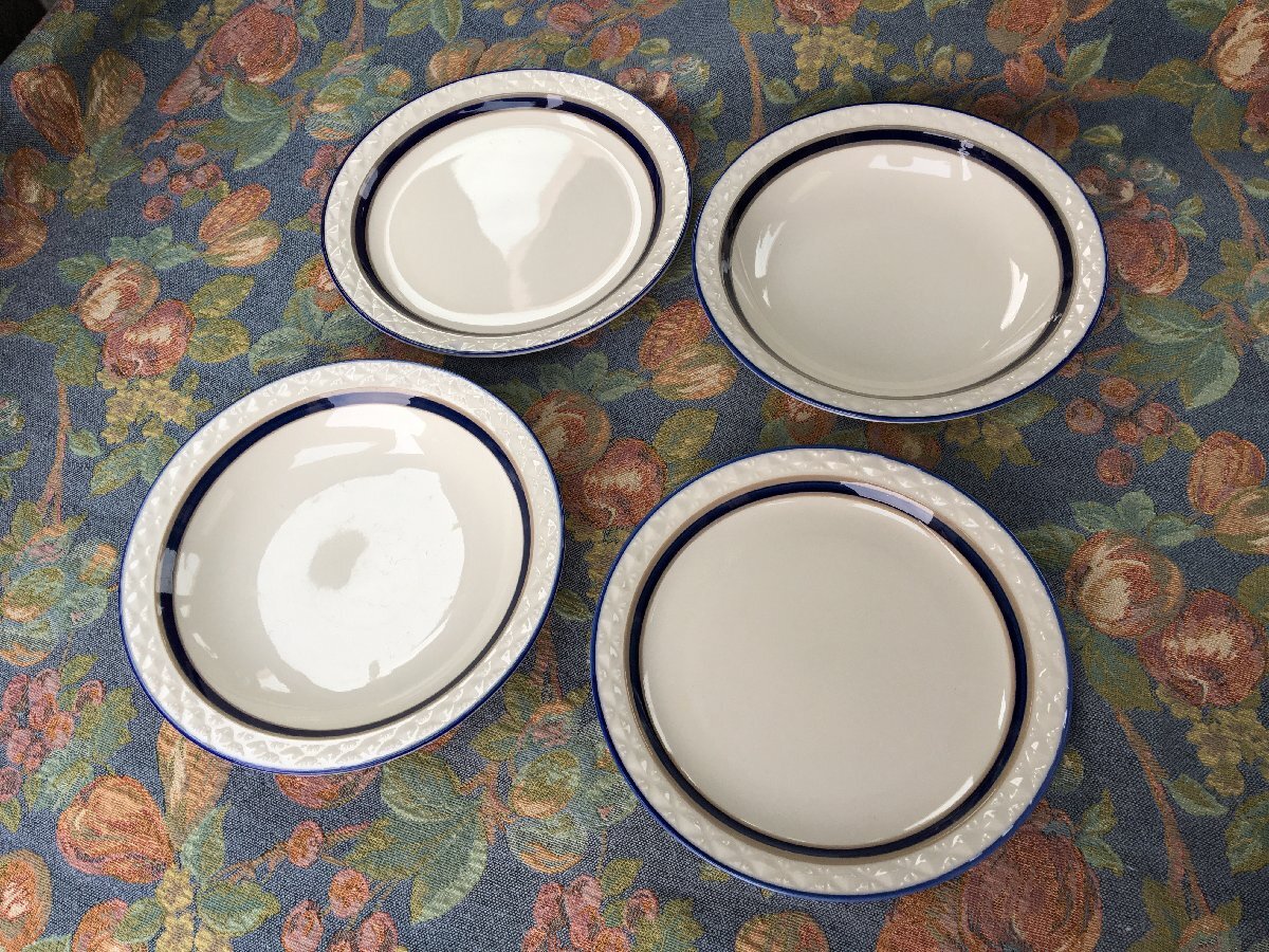 【1円】4枚 プレート BlueChateau 皿 直径23㎝ 高さ4㎝/2.5㎝ 未使用品 洋食器 陶磁器 ヴィンテージ 昭和レトロ?拍卖