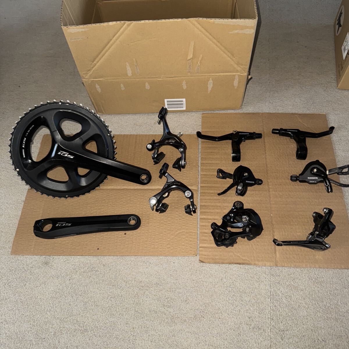 SHIMANO シマノ 105 5800 & 5700 2x11s 機械式変速 &ブレーキ フラットバー用コンポセット拍卖